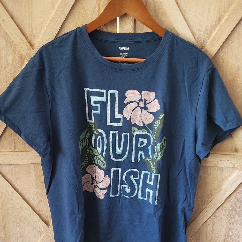 Sonoma Blue Short Sleeve Tee with Floral Print